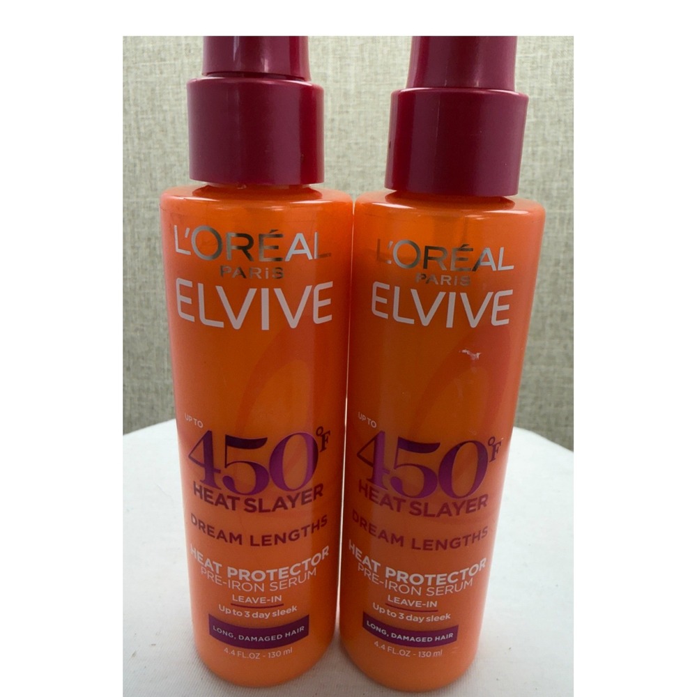 2pk L'Oreal Elvive Dream Lengths Heat Slayer Pre-Iron Serum 450F Protector 4.4oz